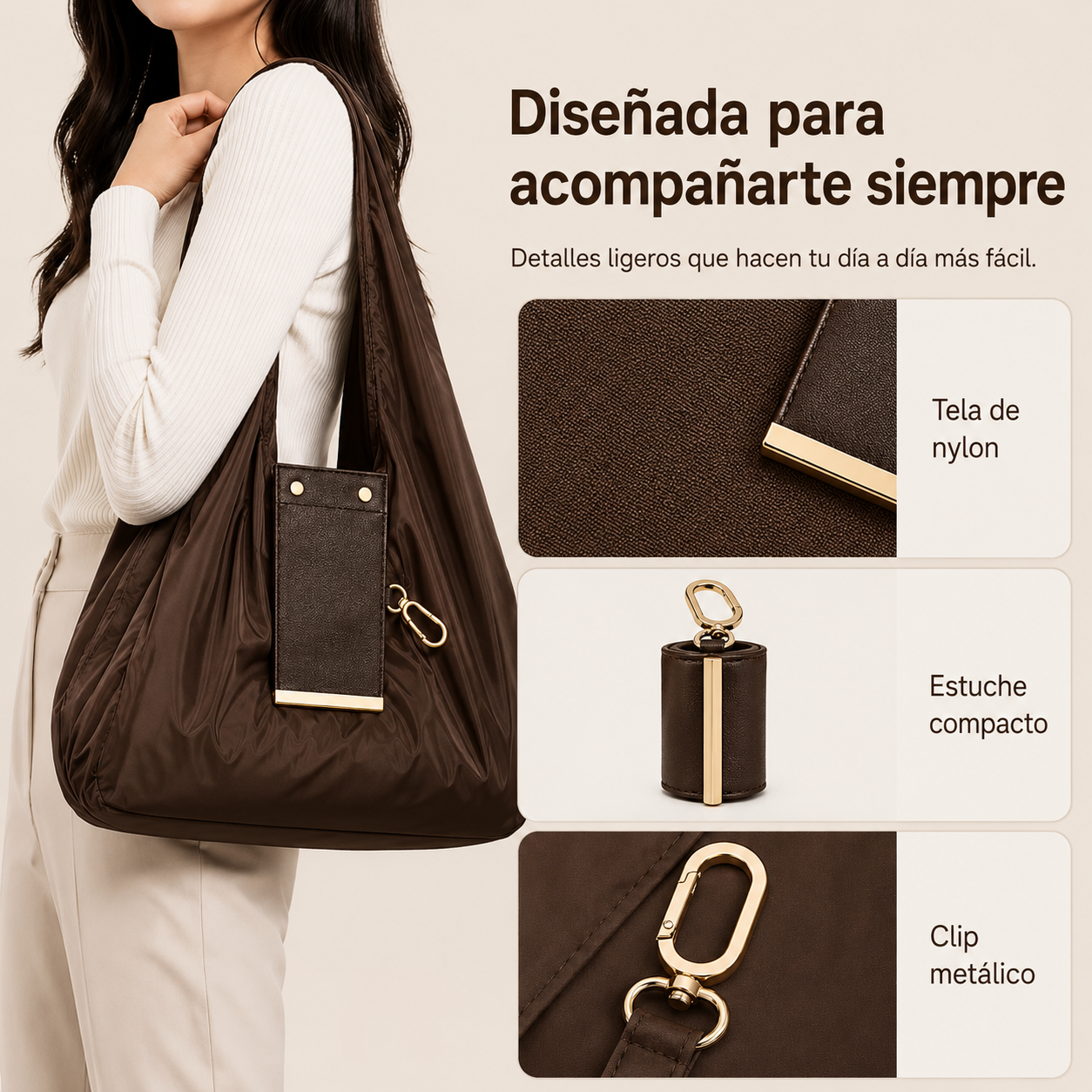 2 en 1 Bolsa Plegable y Llavero