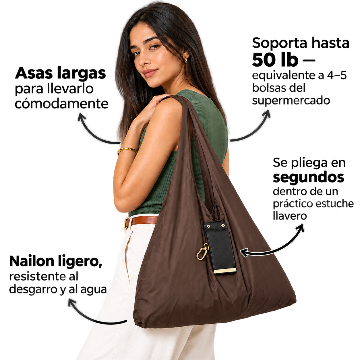 2 en 1 Bolsa Plegable y Llavero