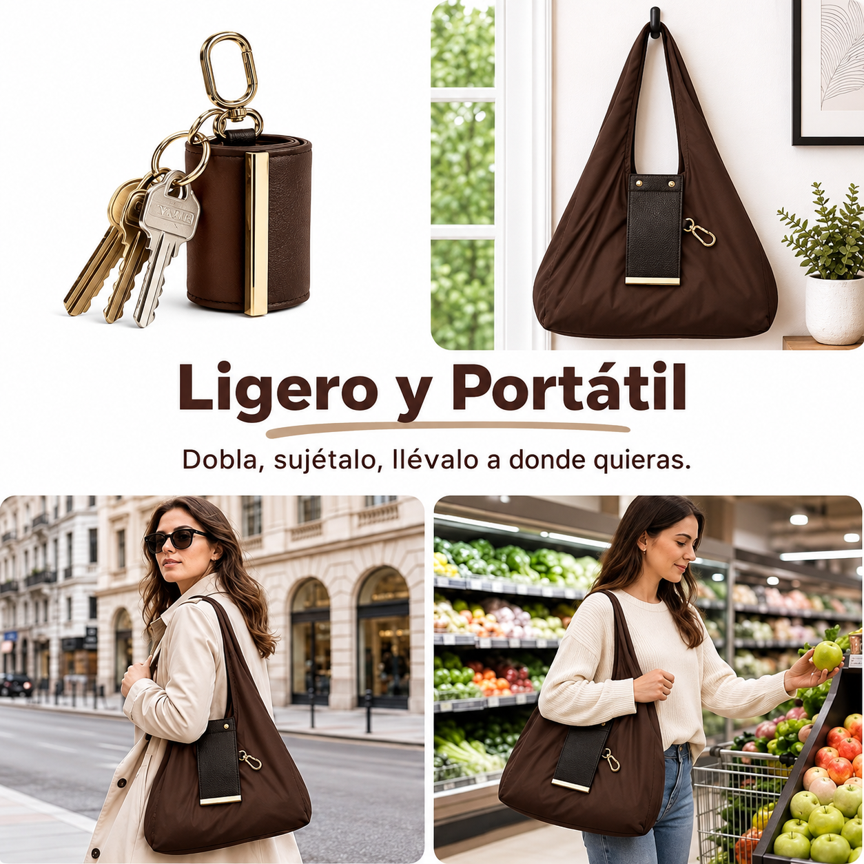2 en 1 Bolsa Plegable y Llavero